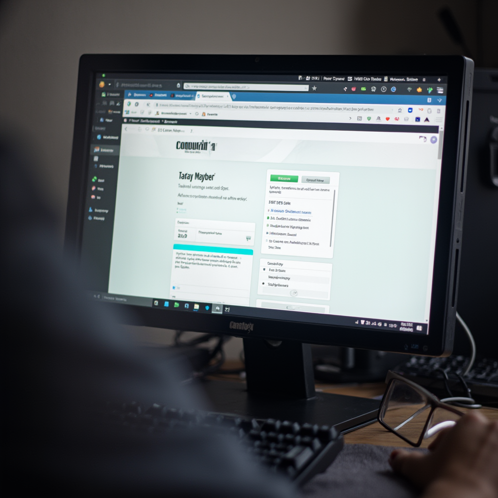 Widok pulpitu komputera z uruchomioną przeglądarką internetową, wyświetlającą panel użytkownika Heyah, w którym widać informacje o pozostającym pakiecie danych. Kadr jest wykonany z lekkiego skosu, na biurku widoczne są także okulary i klawiatura.