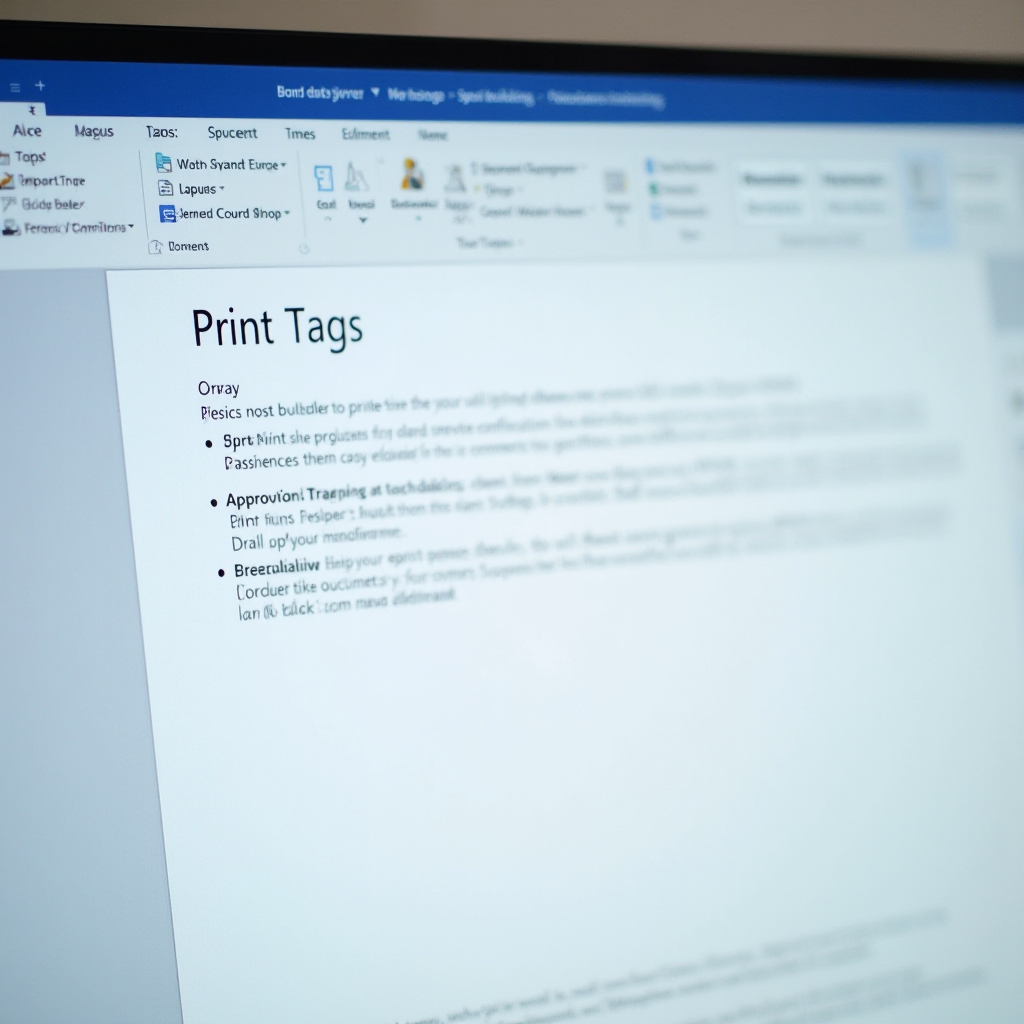 Zbliżenie ekranu z opcjami wydruku dokumentu w programie Word, z wyłączoną opcją 'Drukuj znaczniki', podgląd wydruku pokazujący czysty dokument bez komentarzy; szeroki ekran, interfejs Worda, jasne tło