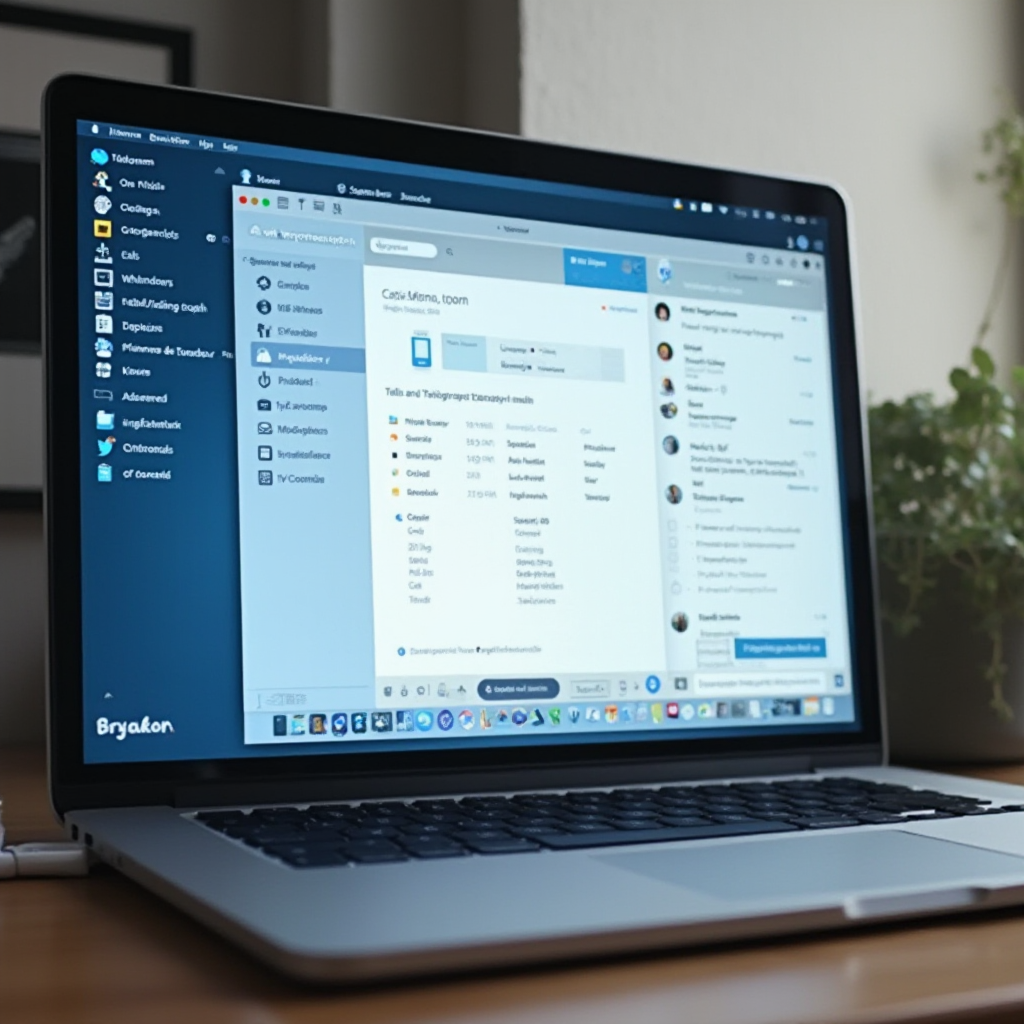 Zrzut z ekranu aplikacji Telegram Desktop na komputerze, widoczna opcja eksportu danych z rozmów, plików i czatów, ekran laptopa sfotografowany z boku na biurku, bez ludzi