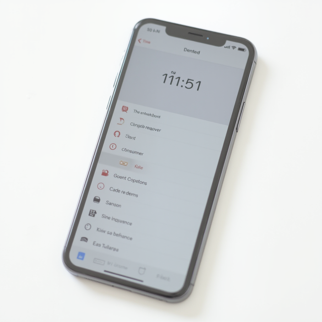 Widok ekranu iPhone'a pokazującego menu Czas przed ekranem z aktywną sekcją Ograniczenia treści. Telefon leży na białym tle, kadr z góry przedstawiający cały ekran urządzenia.